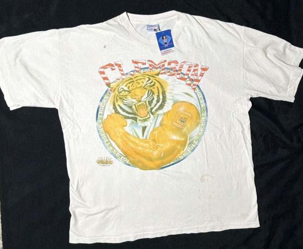 Vintage 90s Clemson Tigers College Authentic Muscle T-Shirt XXL